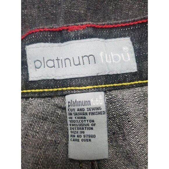 Platinum Fubu Harlem Globetrotters Limited Ed. Black Men's Jeans Sz 35 90's Y2K - Picture 14 of 16